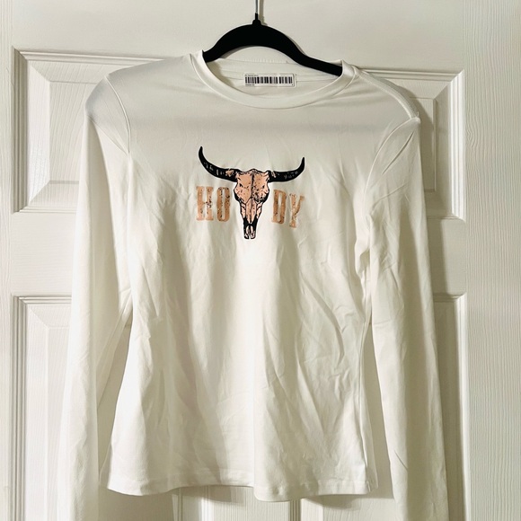 White Long Sleeve Top with Howdy Bull - Picture 6 of 7